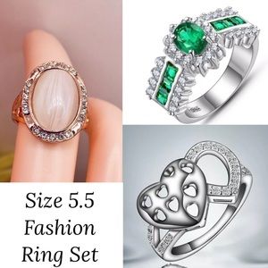 Size 5.5 Fashion Bling Ring Set Rose Gold 925 Silver